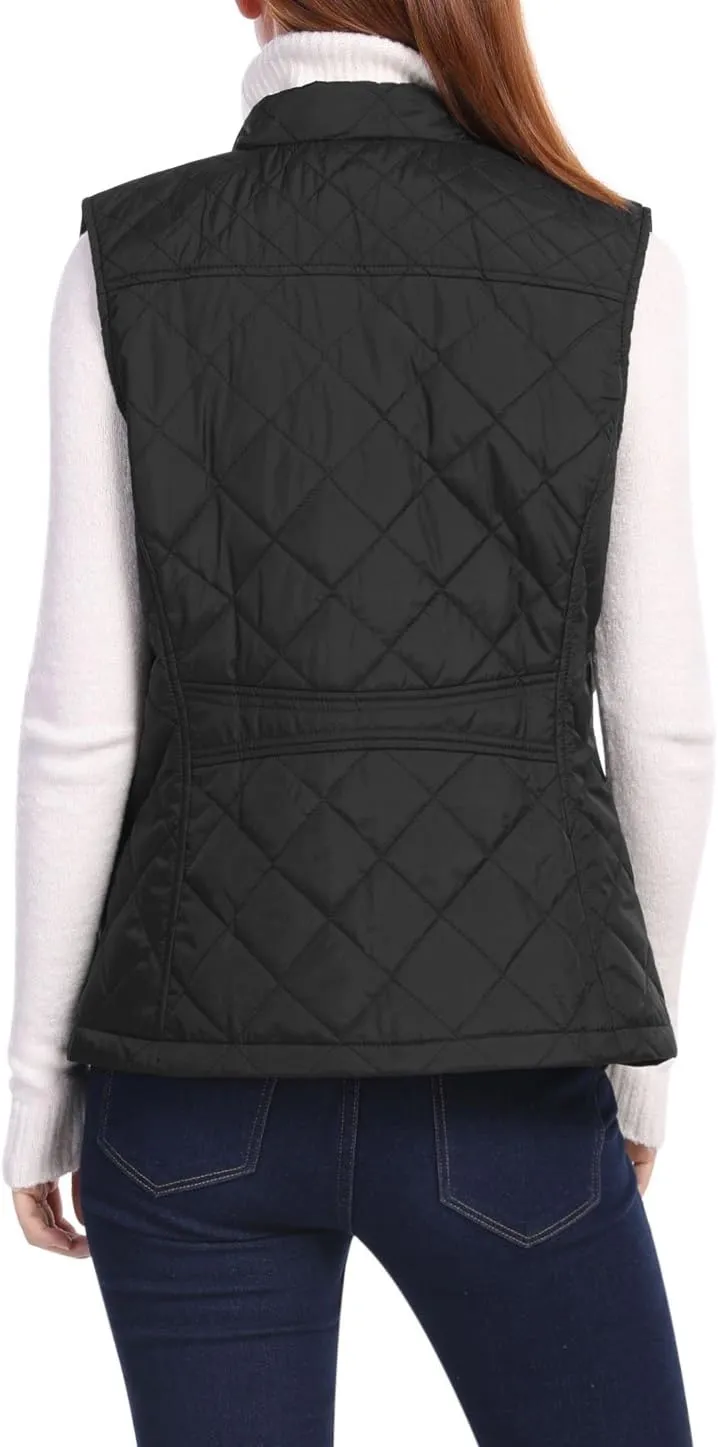 Allegra K Women's Puffer Vest Stand Collar Lightweight Gilet Quilted Zip Vest