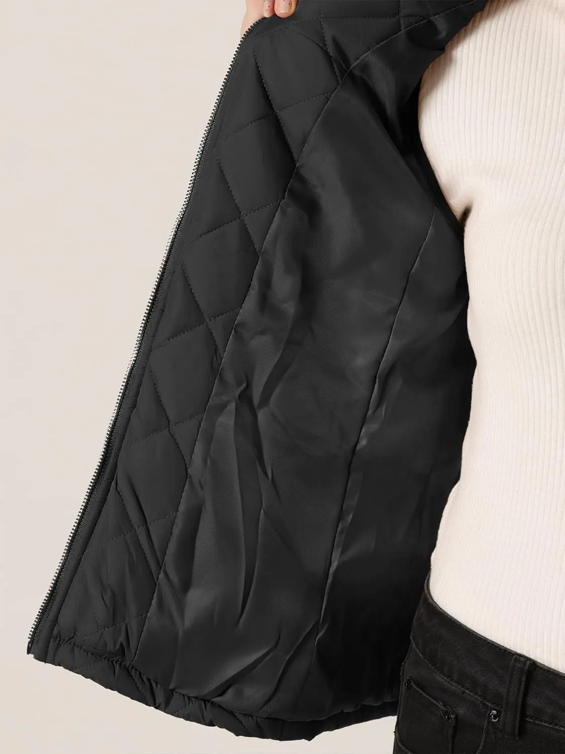 Allegra K Women's Puffer Vest Stand Collar Lightweight Gilet Quilted Zip Vest