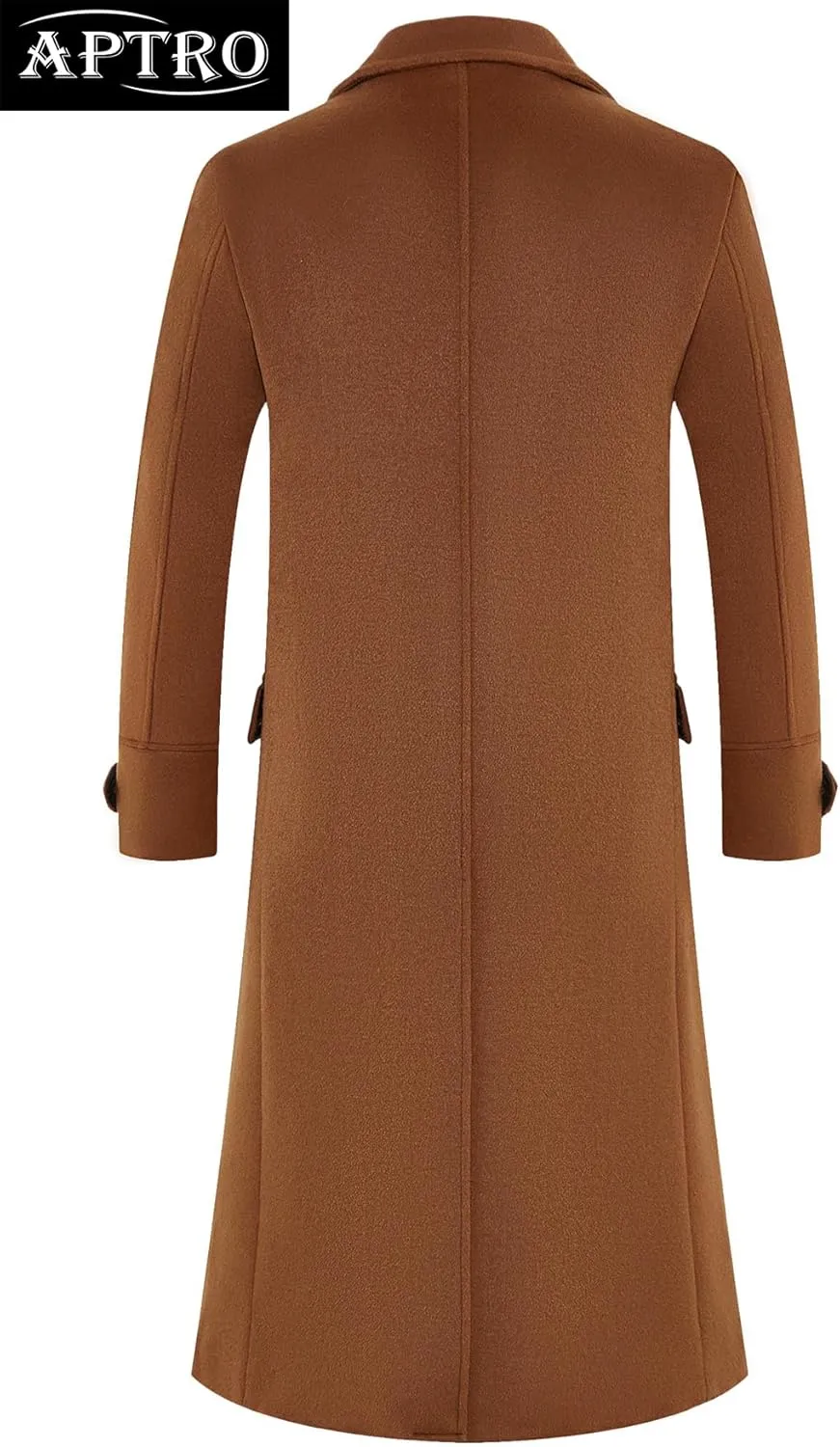 APTRO Men's Luxury Full Length Trench Coat Long Wool Overcoat Winter Windbreaker