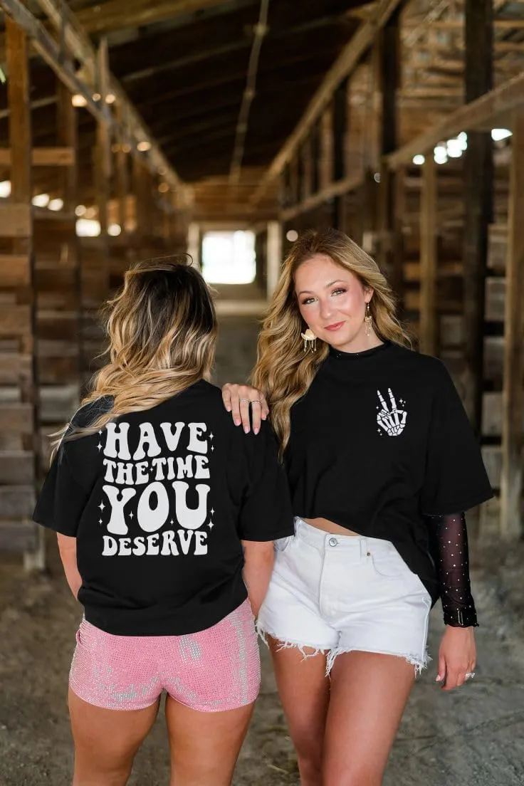 ASTANFY Oversized Tshirts for Women: Deserve Day Shirt Funny Skeleton Shirts Casual Oversized Graphic Tees Tops