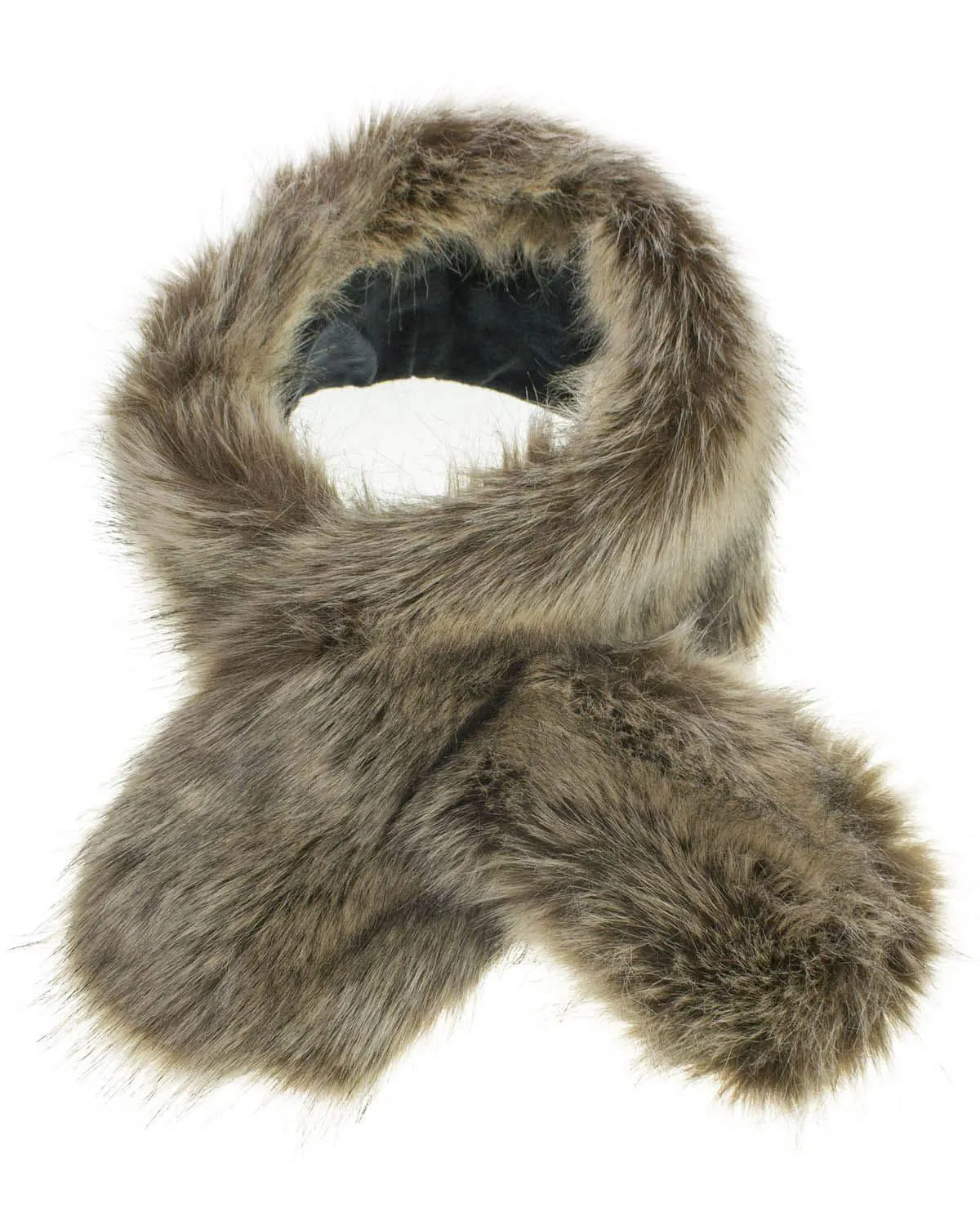 BasicSense Winter Long Fluffy Faux Fur Collar Wrap Inner Fleece Fabric for Women Warm Tippet Russian Style Scarf Brown