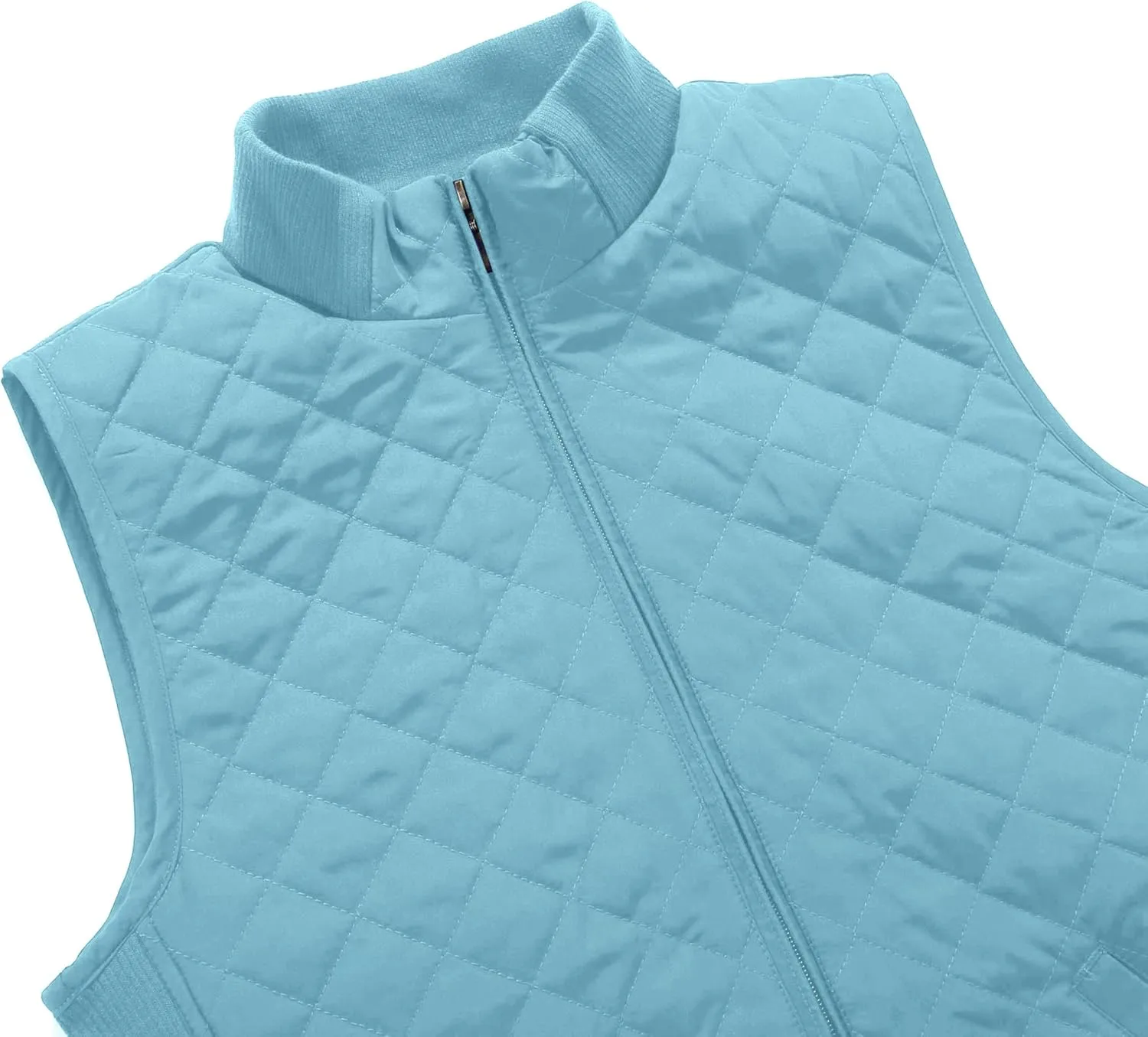 Bienzoe Women Quilted Casual Vest: Lightweight Packable Sleeveless Jacket