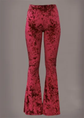 Burgundy Ice Velvet Bell Bottom Pants