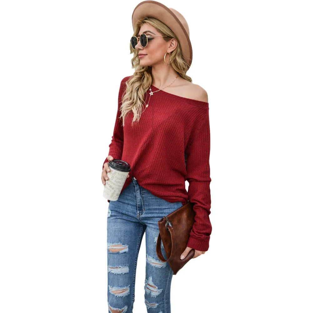 Cross Stitching Textured Pullover