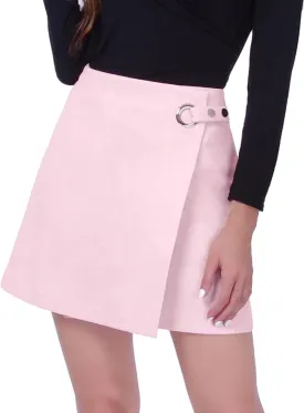 DIASHINY Womens Faux Suede Mini Skirt Above Knee Length Wrap A Line Winter Spring Fall