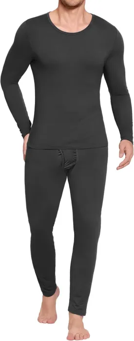 Ekouaer Men's Long Johns Thermal Underwear Comfy Soft Elastic Fabric Base Layer Set Cold Weather Warm Top and Bottom