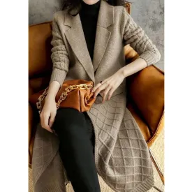 Fashionkova  Temperament Long Over Knee Cashmere Cardigan Female Autumn Winter Loose Korean Version Of Thin Wool Overcoat Sweater Coat