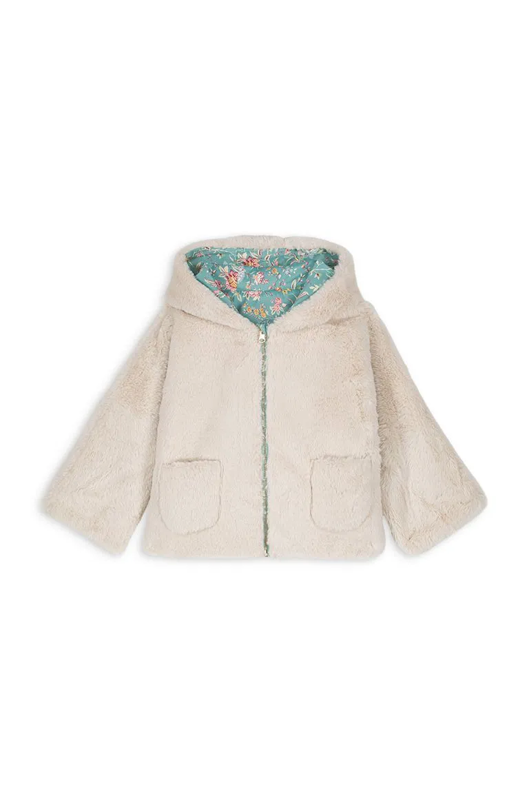 Felvet Reversible Coat in Blue Rosa Damascena