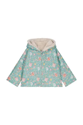 Felvet Reversible Coat in Blue Rosa Damascena
