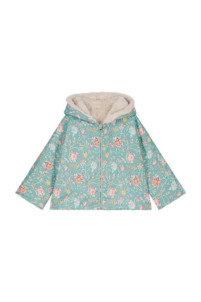 Felvet Reversible Coat in Blue Rosa Damascena