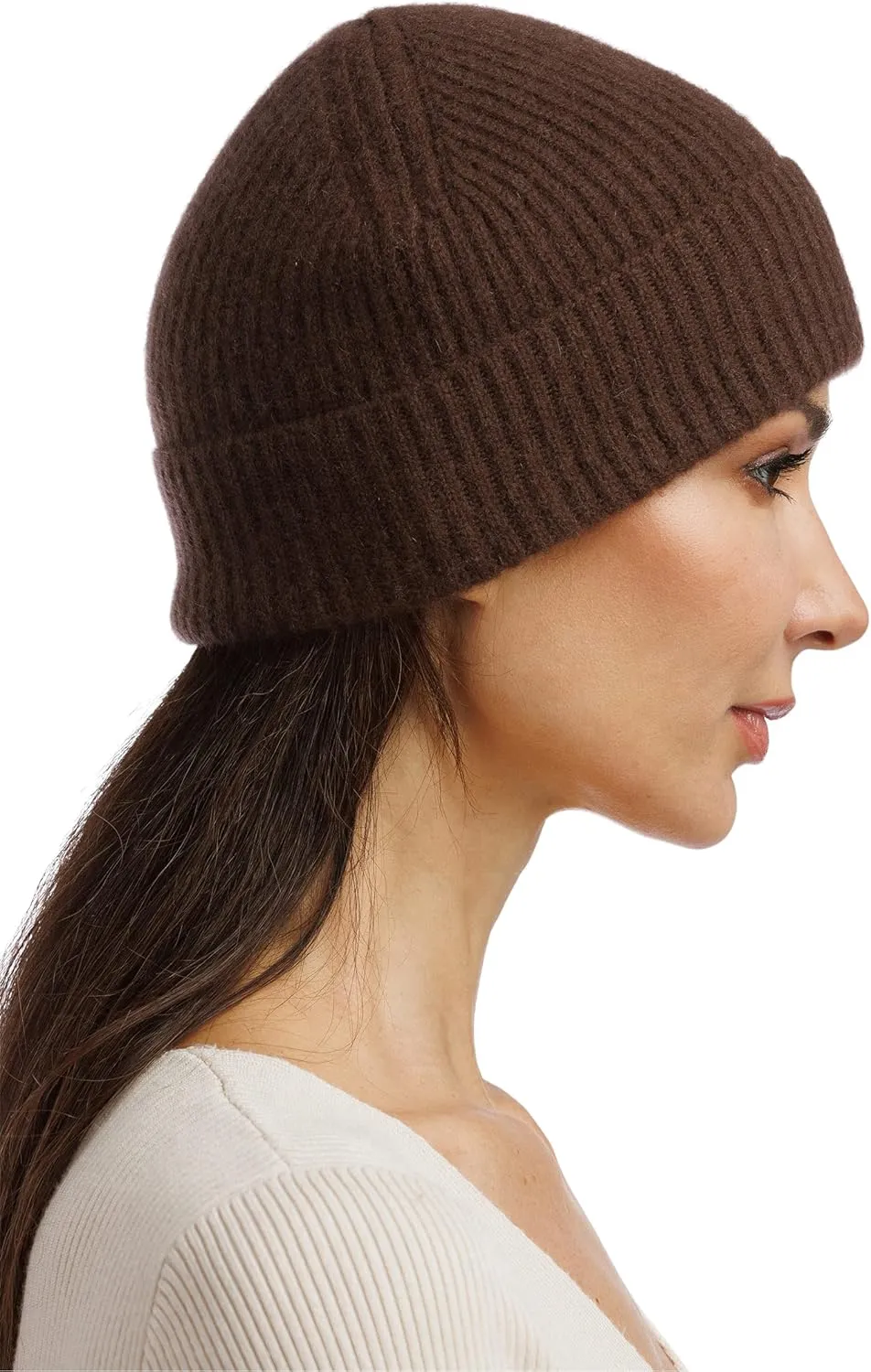 Fishers Finery Women's 100% Cashmere Cuffed Beanie