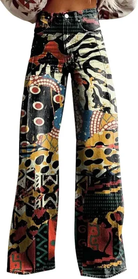 Flare Jeans for Women 2025 Summer Wide Leg Casual Jeans Vintage High Waisted Straight Stretch Pants with Pockets