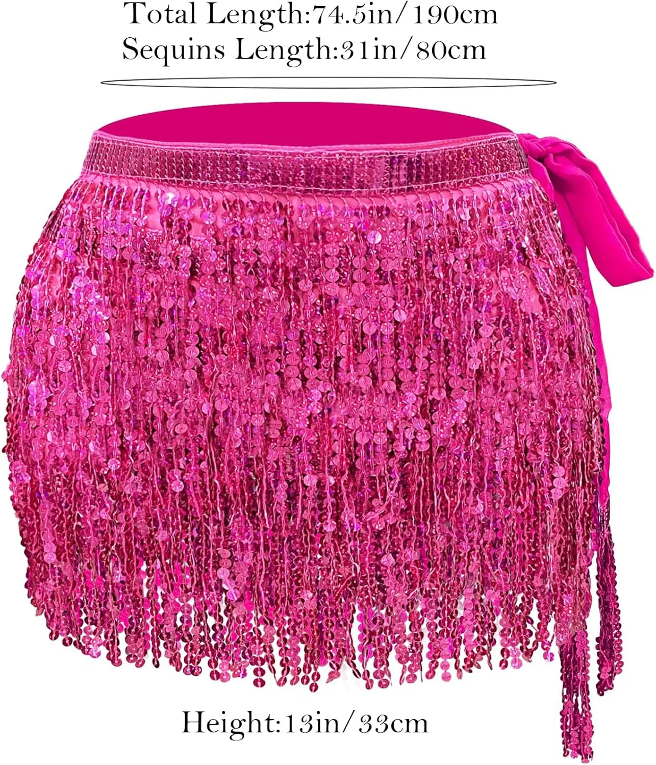 Gold Sequin Tassel Skirt Wrap Belly Dance Sparkling Skirts Fringe Hip Scarf for Festival