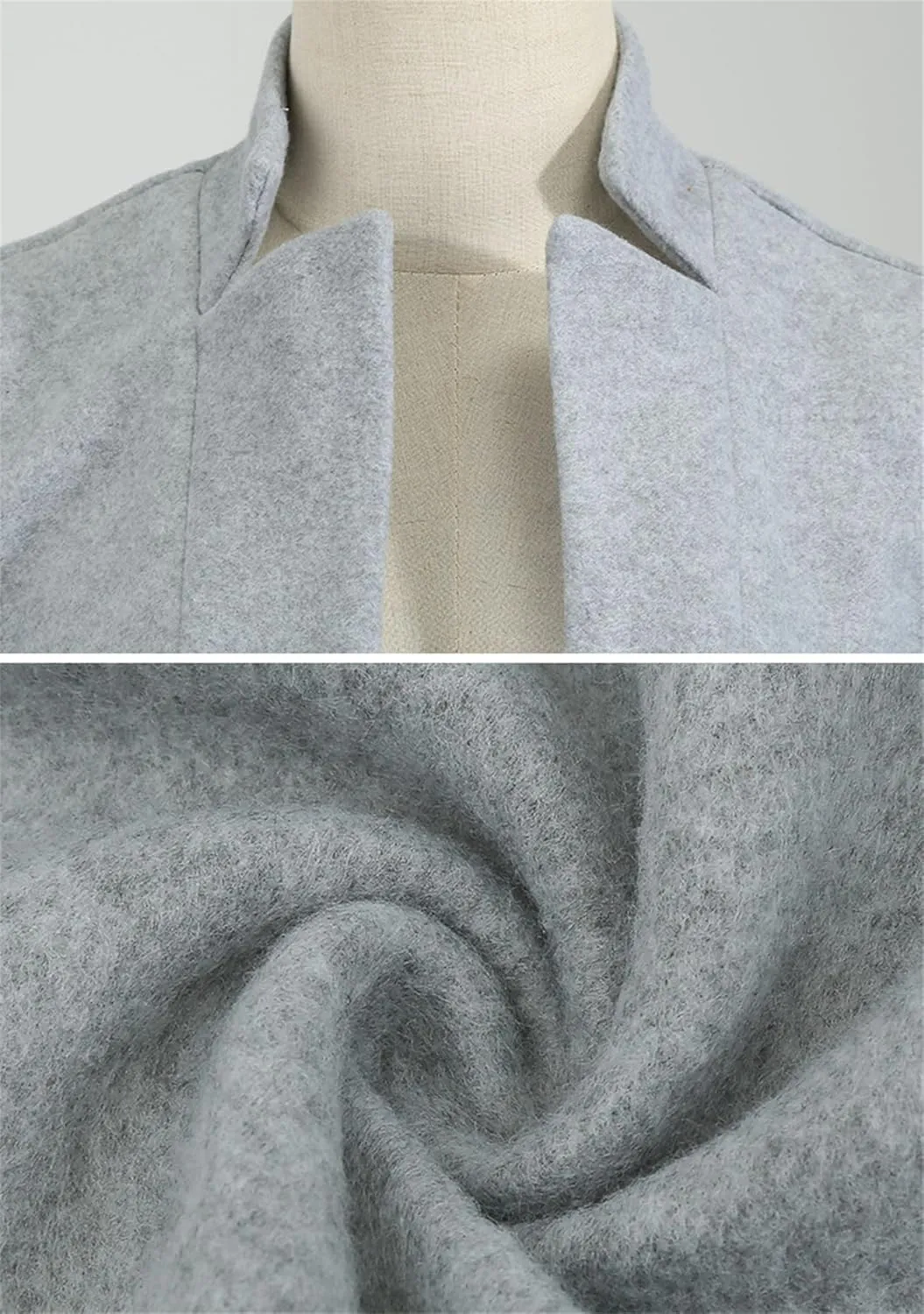 GRASWE Warm Lapel Wool Coat For Women Trench Jacket Long Sleeve Overcoat Outwear Pea Coat