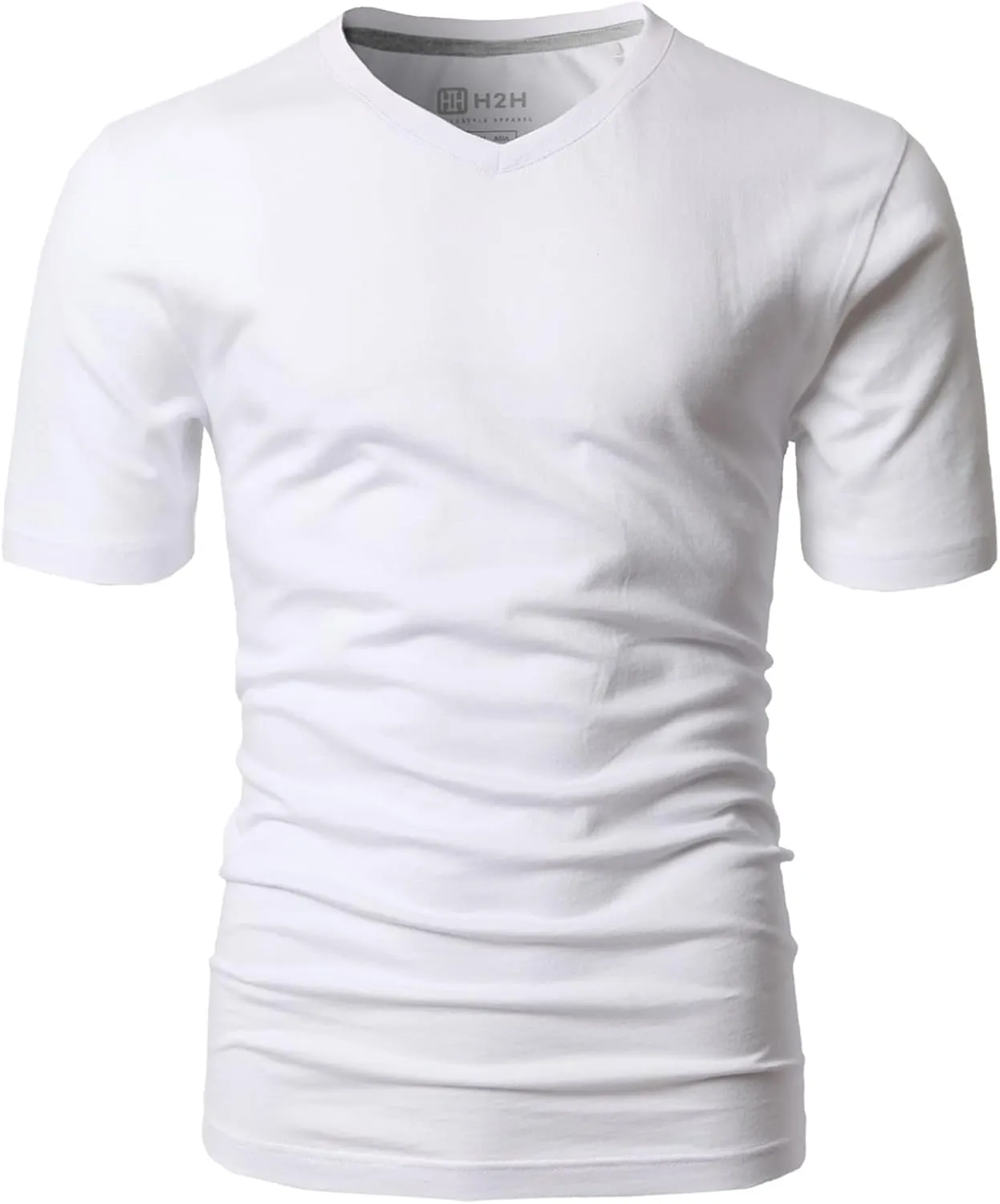 H2H Mens Casual Slim Fit Short Sleeve T-Shirts Soft Lightweight V-Neck/Crew-Neck Size XS to 3XL