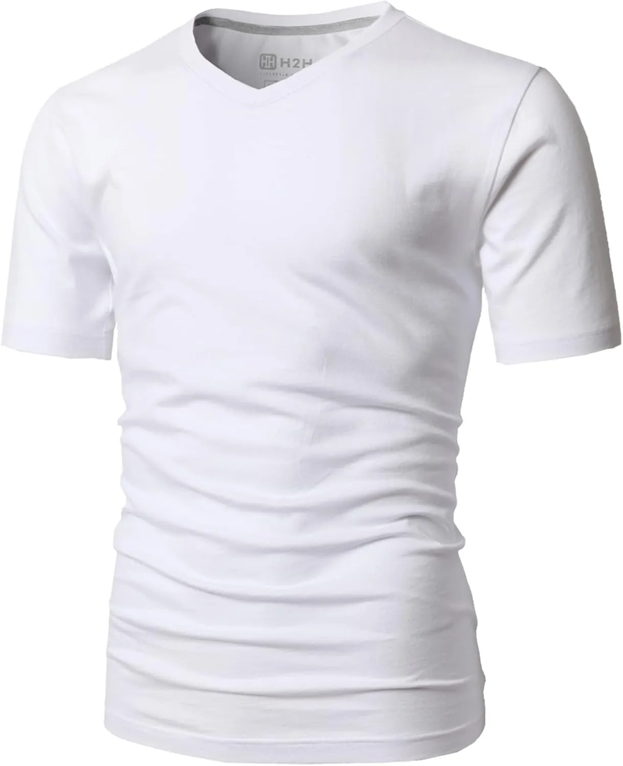 H2H Mens Casual Slim Fit Short Sleeve T-Shirts Soft Lightweight V-Neck/Crew-Neck Size XS to 3XL