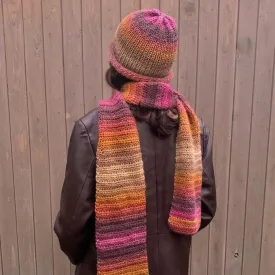 Handmade knitted Sunset Shades ombré beanie