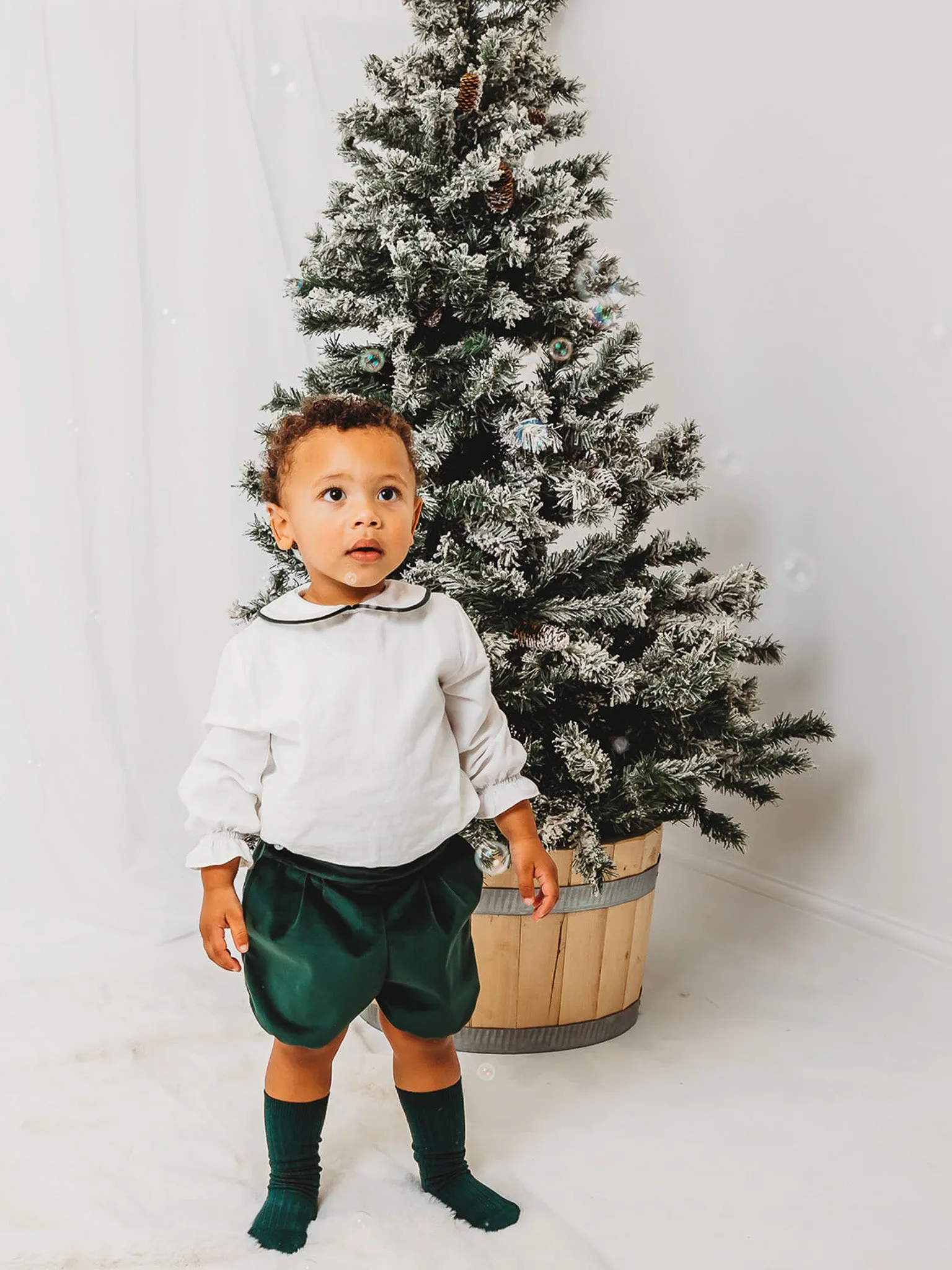 'Holly' bottle green velvet jam pant & shirt set (shorts 3 )