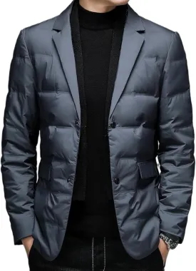 JEsilunmaMY Men's Suit Collar Insulated Puffer Jacket Winter Thermal Business Blazer Down Coats Windproof Padded Puffy Coat