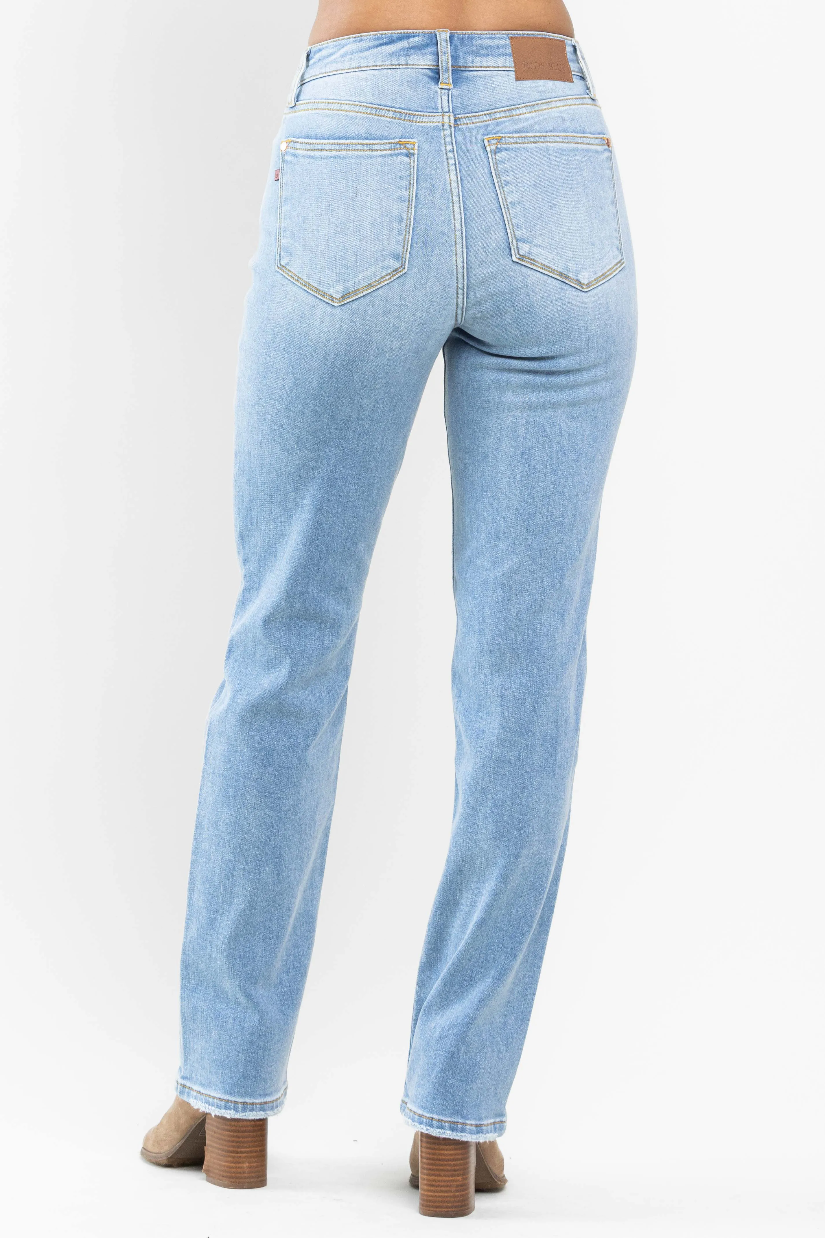 Judy Blue High Waist Contrast Wash Thermal Straight Jeans