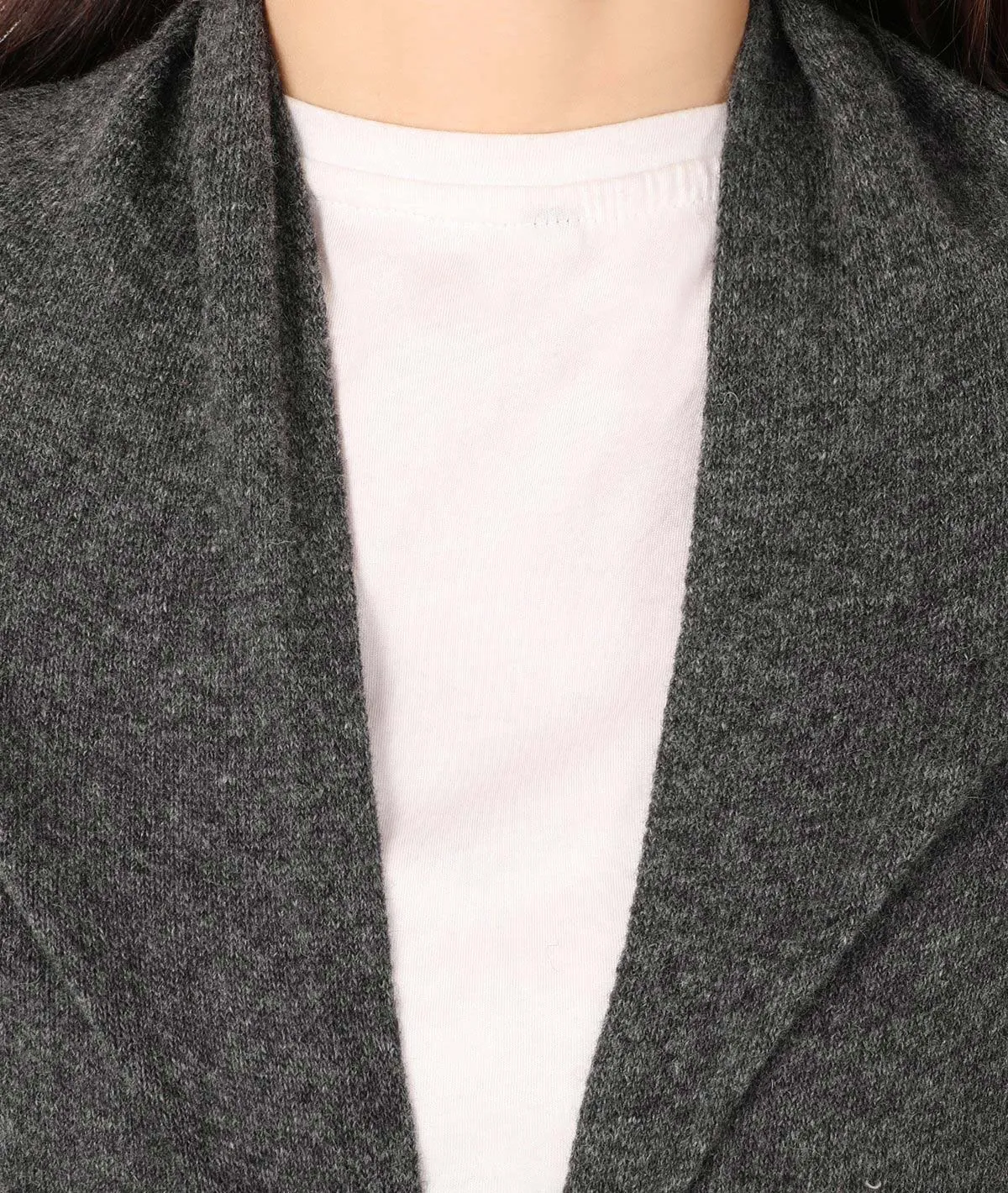 Kiraz - Dark Grey Lambswool & Nylon Knitted Scarf