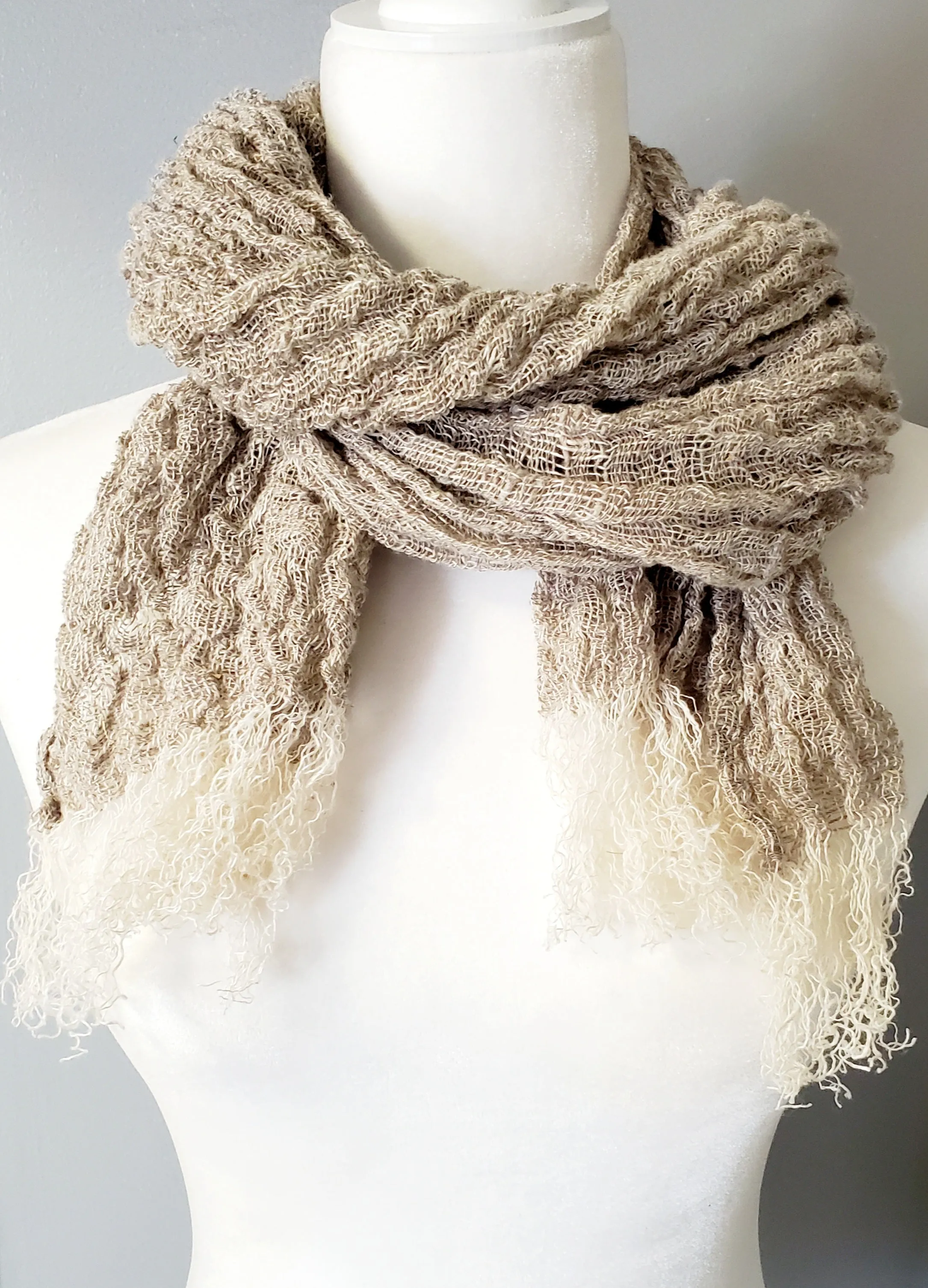 Knitted Linen Scarf - Beige (3588)