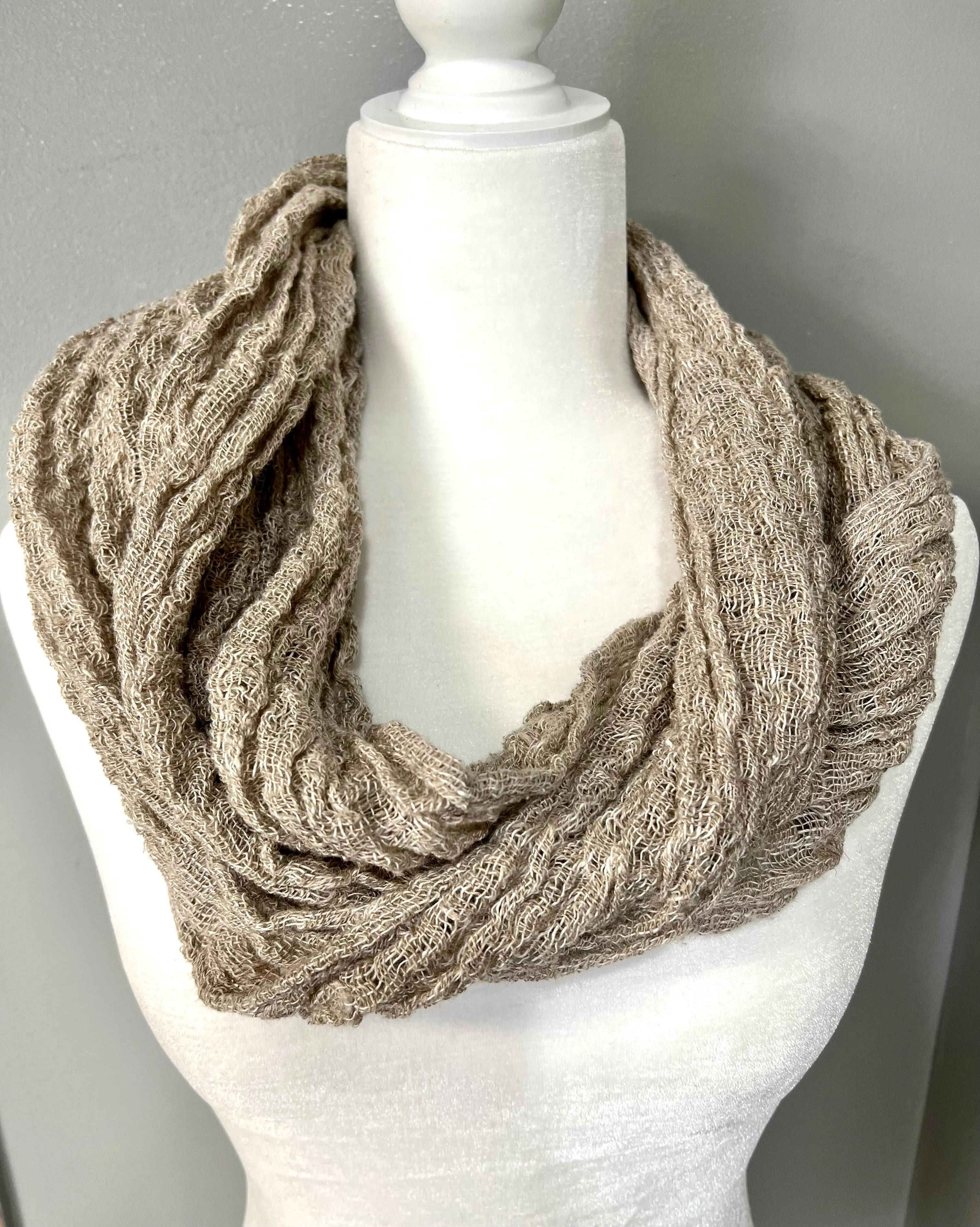 Knitted Linen Scarf - Beige (3588)