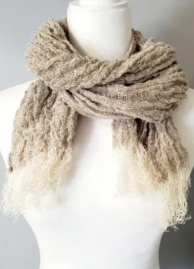 Knitted Linen Scarf - Beige (3588)
