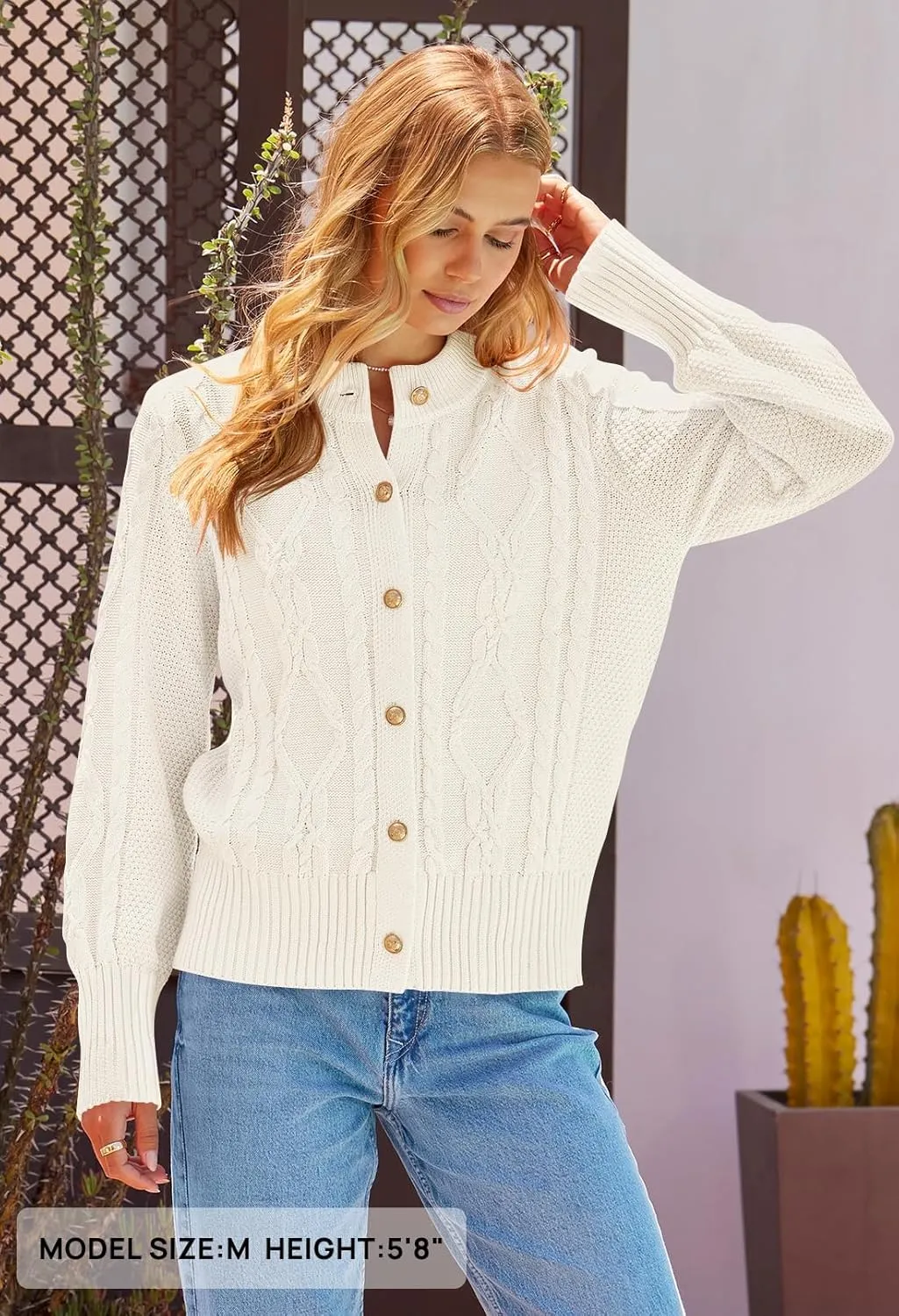 MEROKEETY Women's 2024 Fall Long Sleeve Sweater Cardigan Cable Knit Open Front Button Outwear Coats