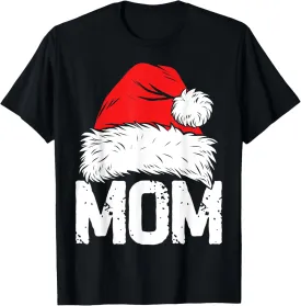 Mom Santa Christmas Family Matching Pajamas Mama Xmas Mother Short Sleeve T-Shirt