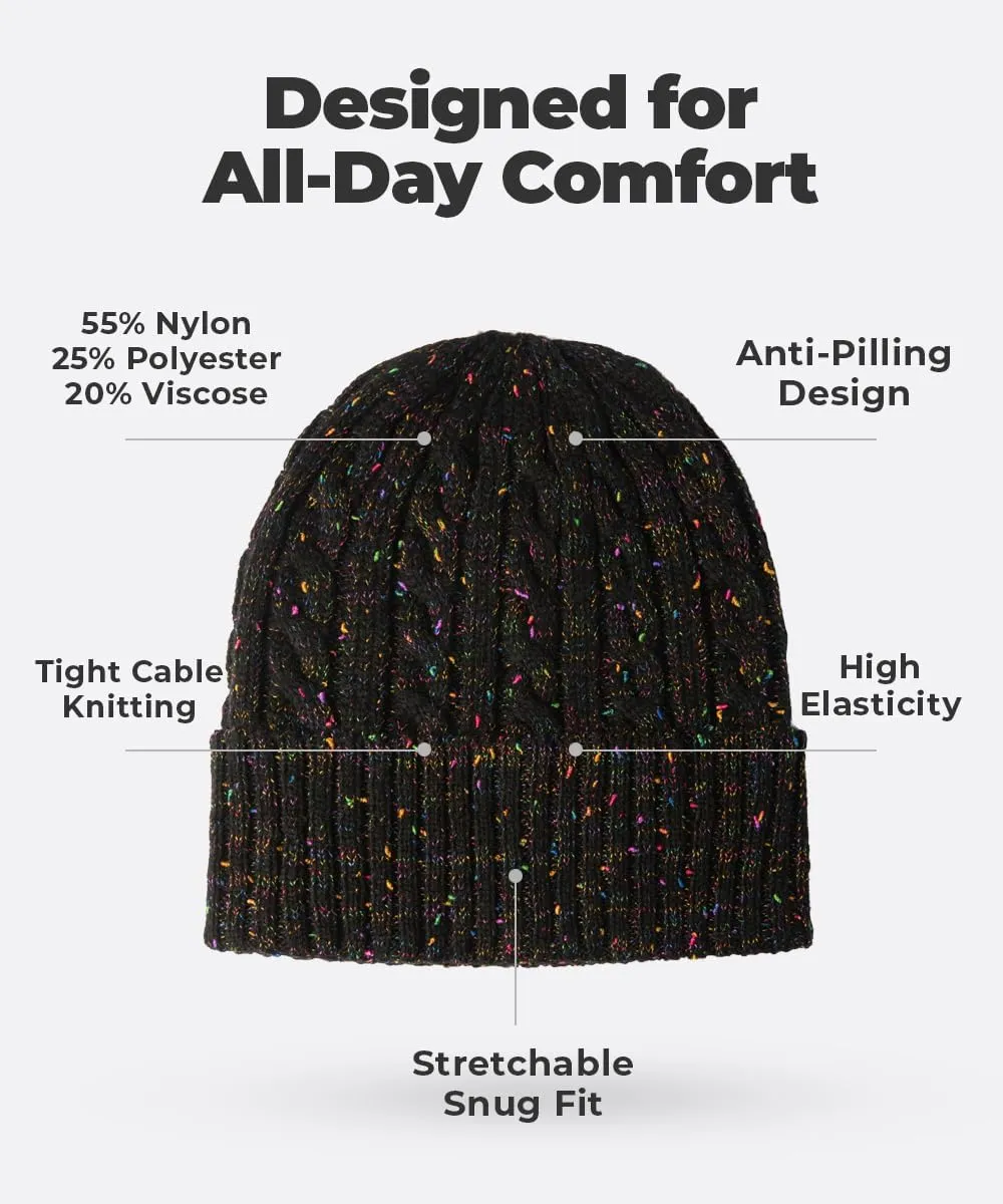 Revony Cable Knit Beanie for Women & Men - Warm, Soft, with a Delicious Cashmere Feel