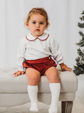 'Ruby' burgundy velvet jam pant & shirt set (shorts 3 )