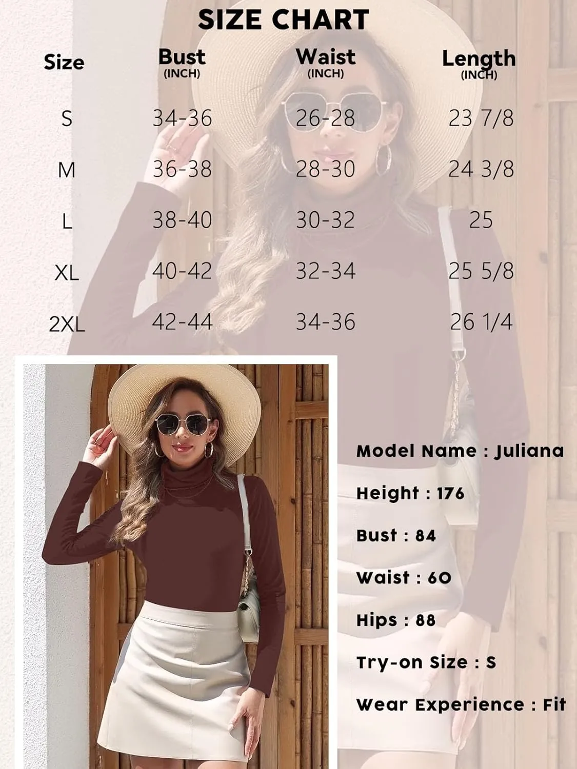 SHAPERIN Women's Turtleneck Long Sleeve Shirt Mock Turtle Neck Fitted Slim Fits T Shirt Basic Tight Tops Tee