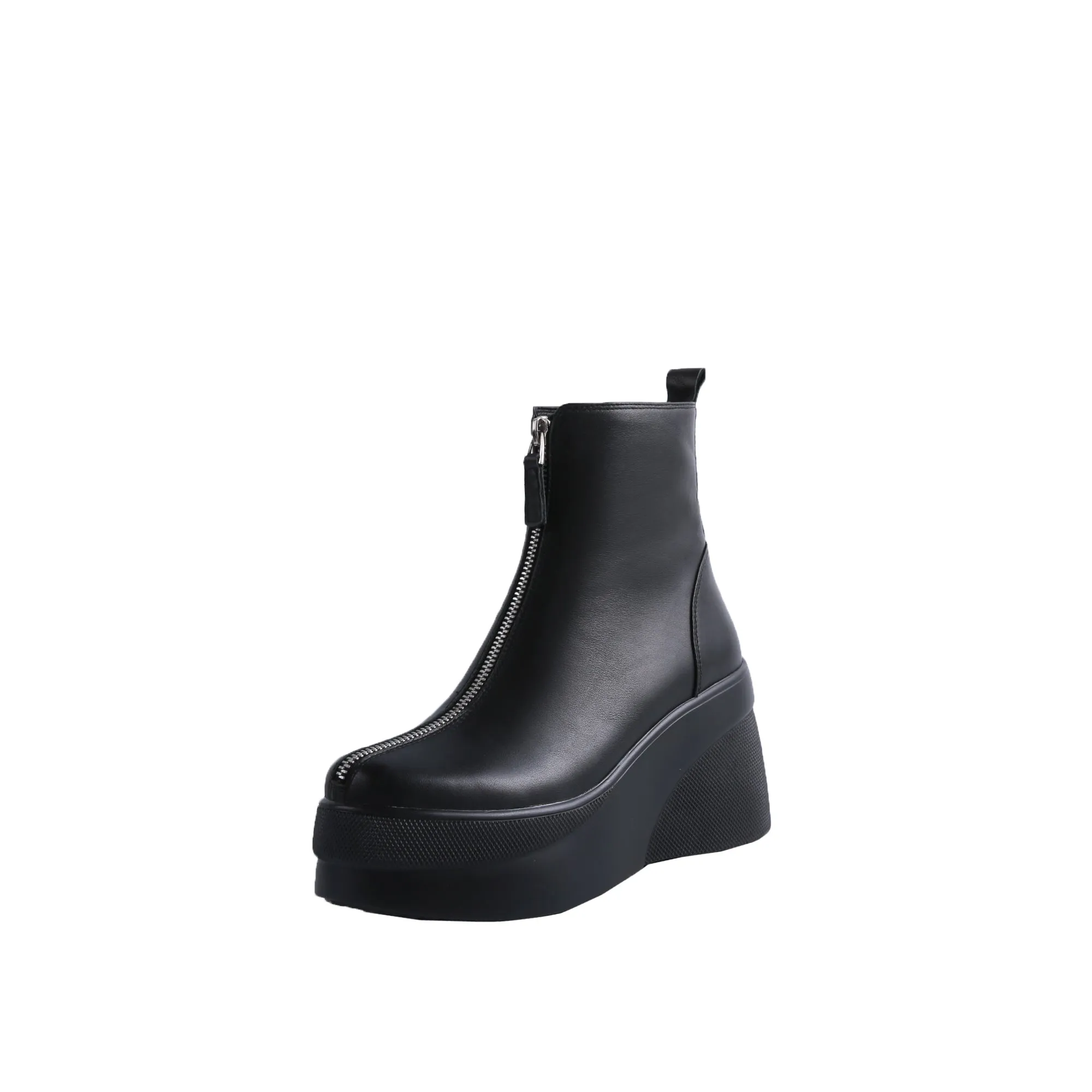 Short Boots Leather All-match Wedge Heel | Brodtica.com