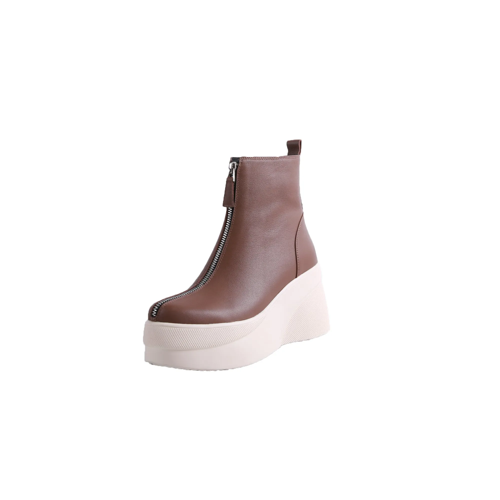 Short Boots Leather All-match Wedge Heel | Brodtica.com