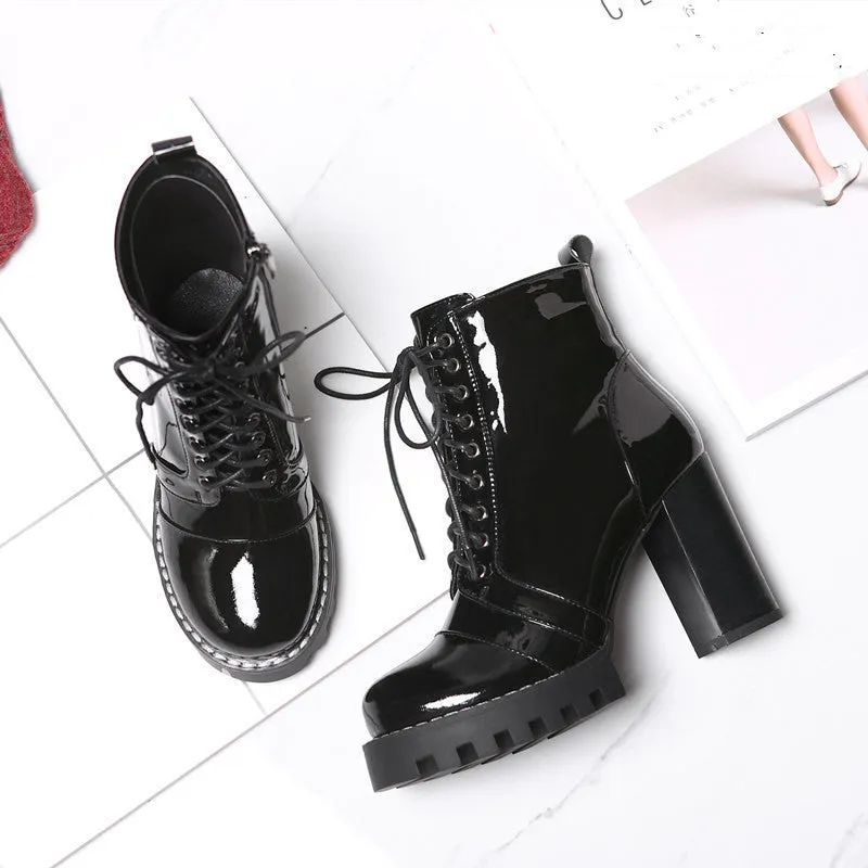 Short Boots Women's Spring And Autumn Single Boots Thick-heeled | Brodtica.com