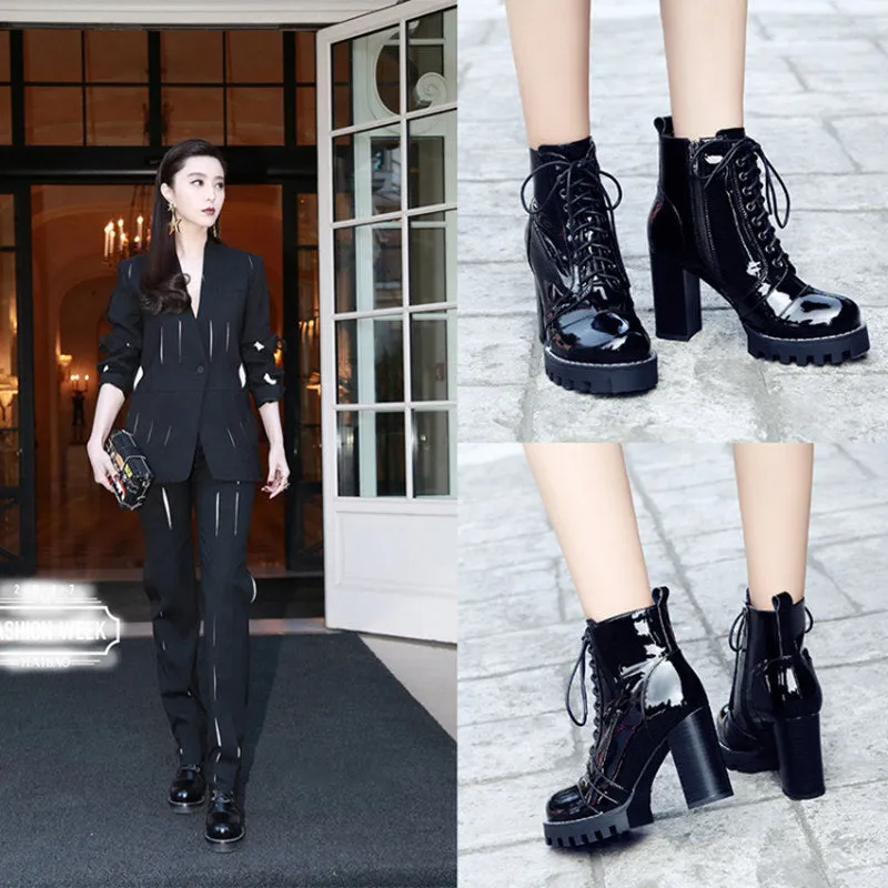 Short Boots Women's Spring And Autumn Single Boots Thick-heeled | Brodtica.com
