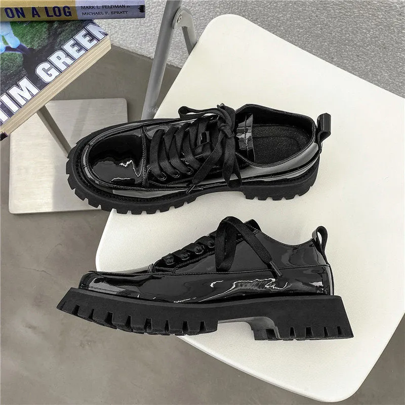 Small Heavy Bottomed Shoes Men Casual Leather Platform Shoes | Brodtica.com