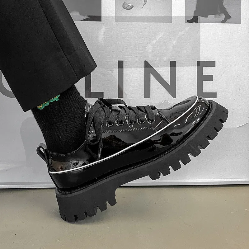 Small Heavy Bottomed Shoes Men Casual Leather Platform Shoes | Brodtica.com