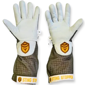 Sting Stopper Ventilated Goat Skin Beekeeping Gloves - Olive Green