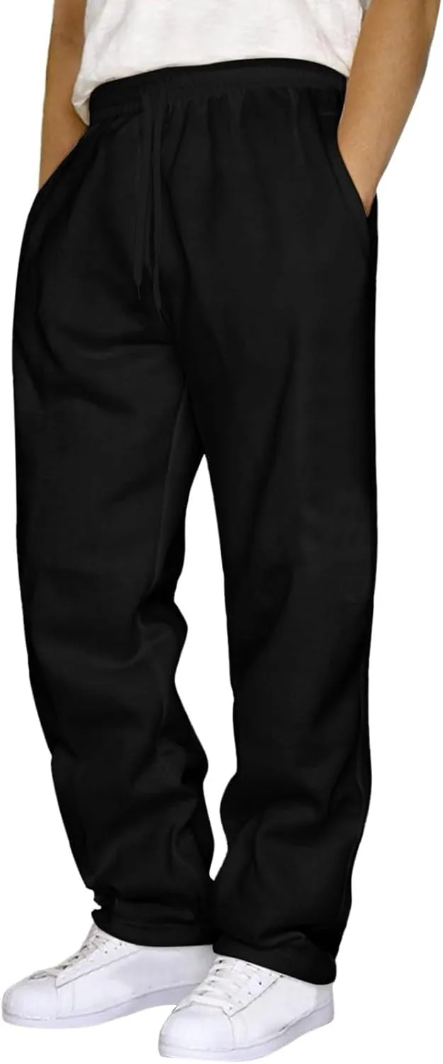 Sweat Pants for Mens Wide Leg Joggers Pants Heavyweight Fleece Workout Jogging Loose Fit Trousers with Pockets