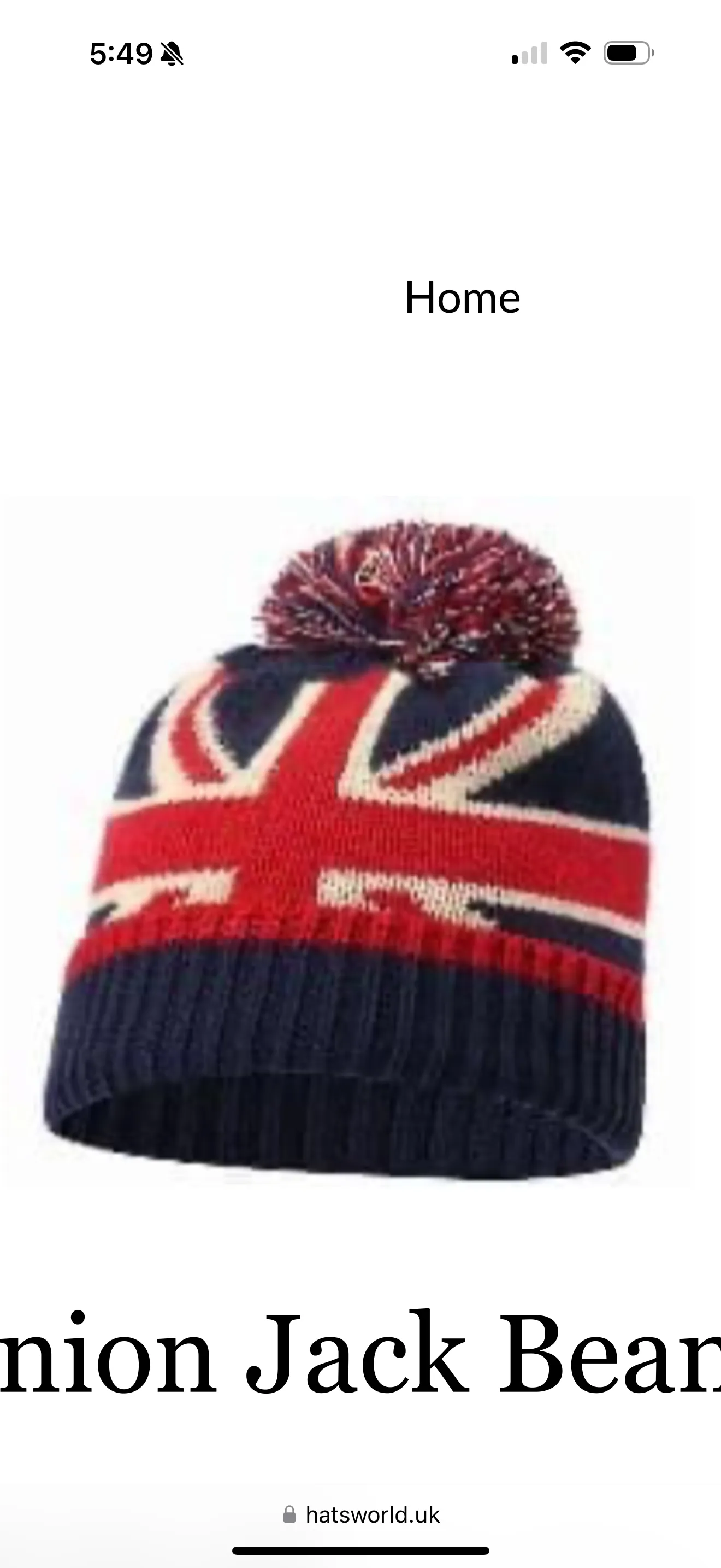 UNION JACK WARM SET GLOVES SCARF & BOBBLE HAT