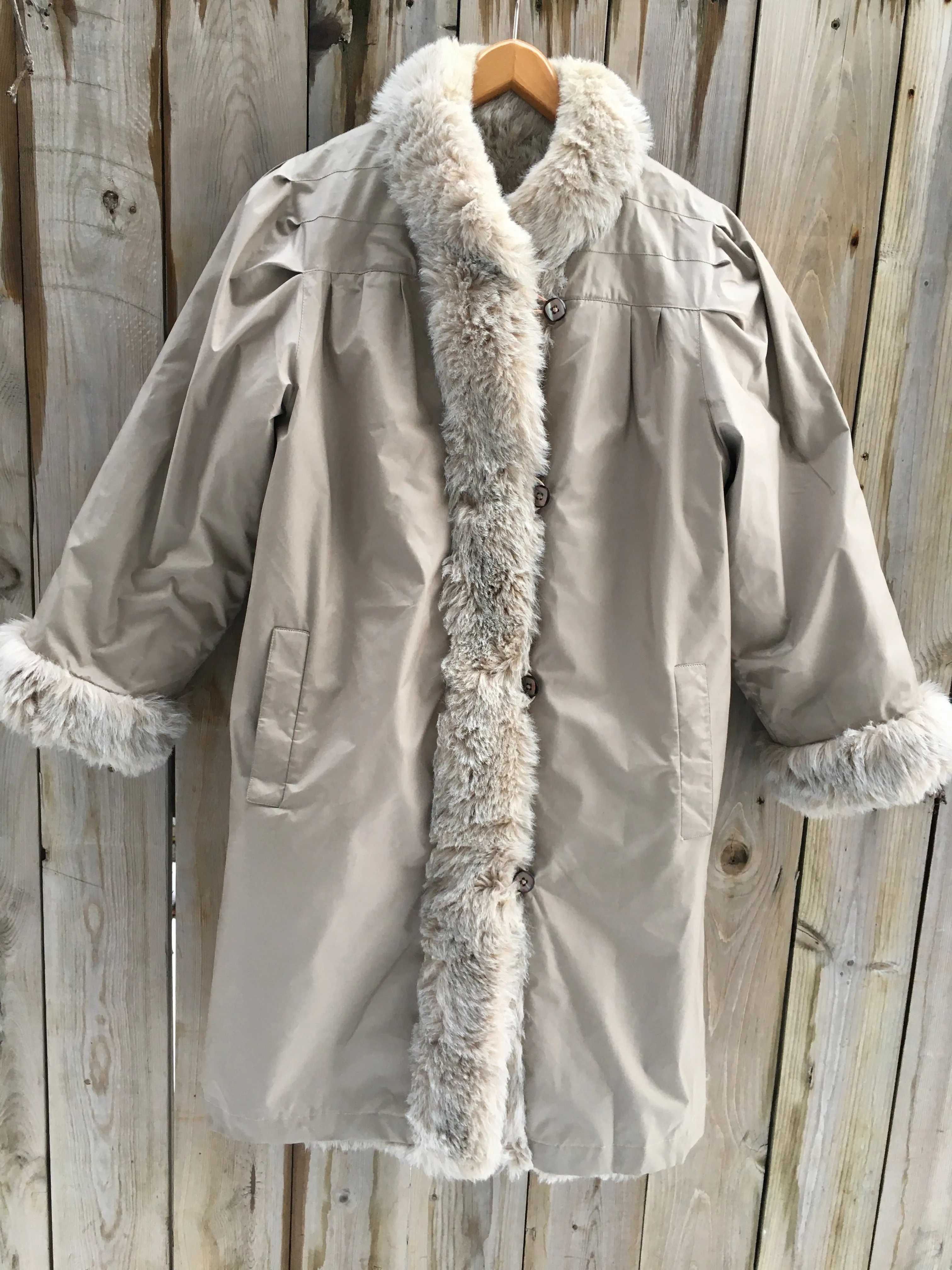 Vintage 80's Reversible Faux Fur Coat