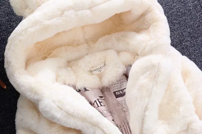 Winter Coats Thick Faux Fur Fashion Kids Hooded Jacket Coat for Girl Outerwear Children Clothing 2 3 4 6 7 Years