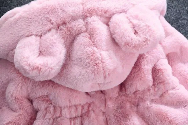 Winter Coats Thick Faux Fur Fashion Kids Hooded Jacket Coat for Girl Outerwear Children Clothing 2 3 4 6 7 Years