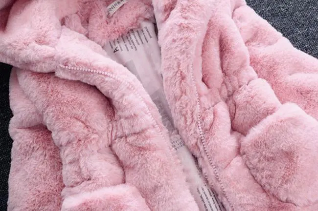 Winter Coats Thick Faux Fur Fashion Kids Hooded Jacket Coat for Girl Outerwear Children Clothing 2 3 4 6 7 Years