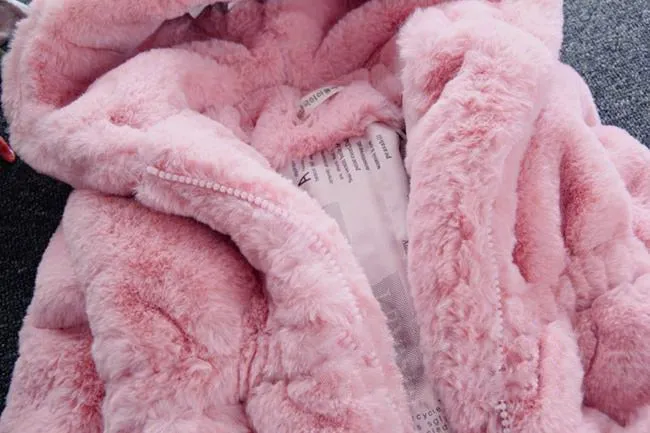 Winter Coats Thick Faux Fur Fashion Kids Hooded Jacket Coat for Girl Outerwear Children Clothing 2 3 4 6 7 Years