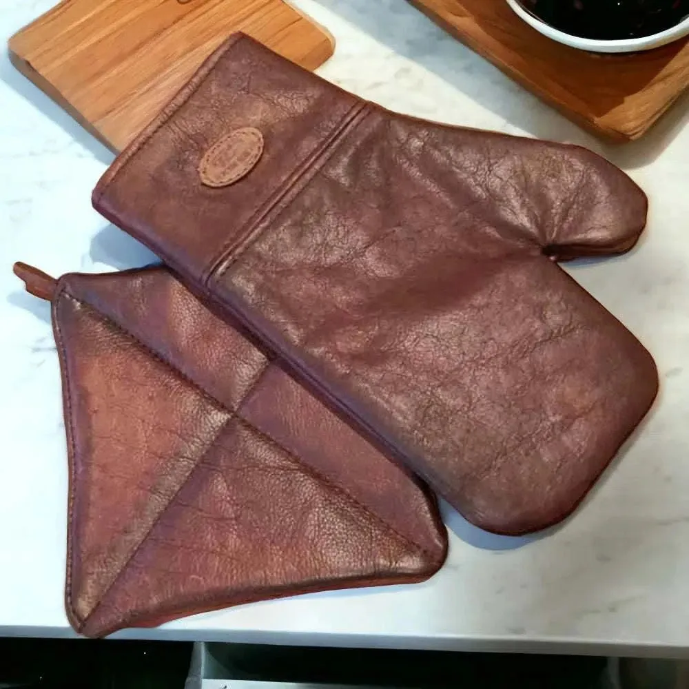 Woesmooi Genuine leather gloves & potholder