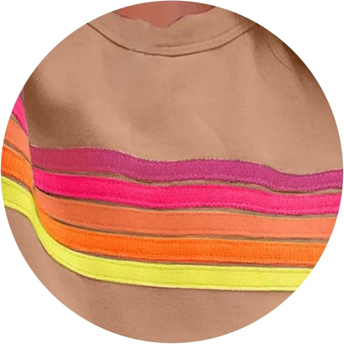 Womens 2 Piece Short Sets Casual Rainbow Striped Crewneck Short Sleeve Tops Elastic Shorts Outfits Lounge Tracksuits