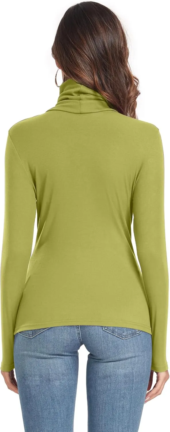 Women's Long Sleeve Casual Lightweight Turtleneck Top Slim Fit Thermal Active Layer Shirts